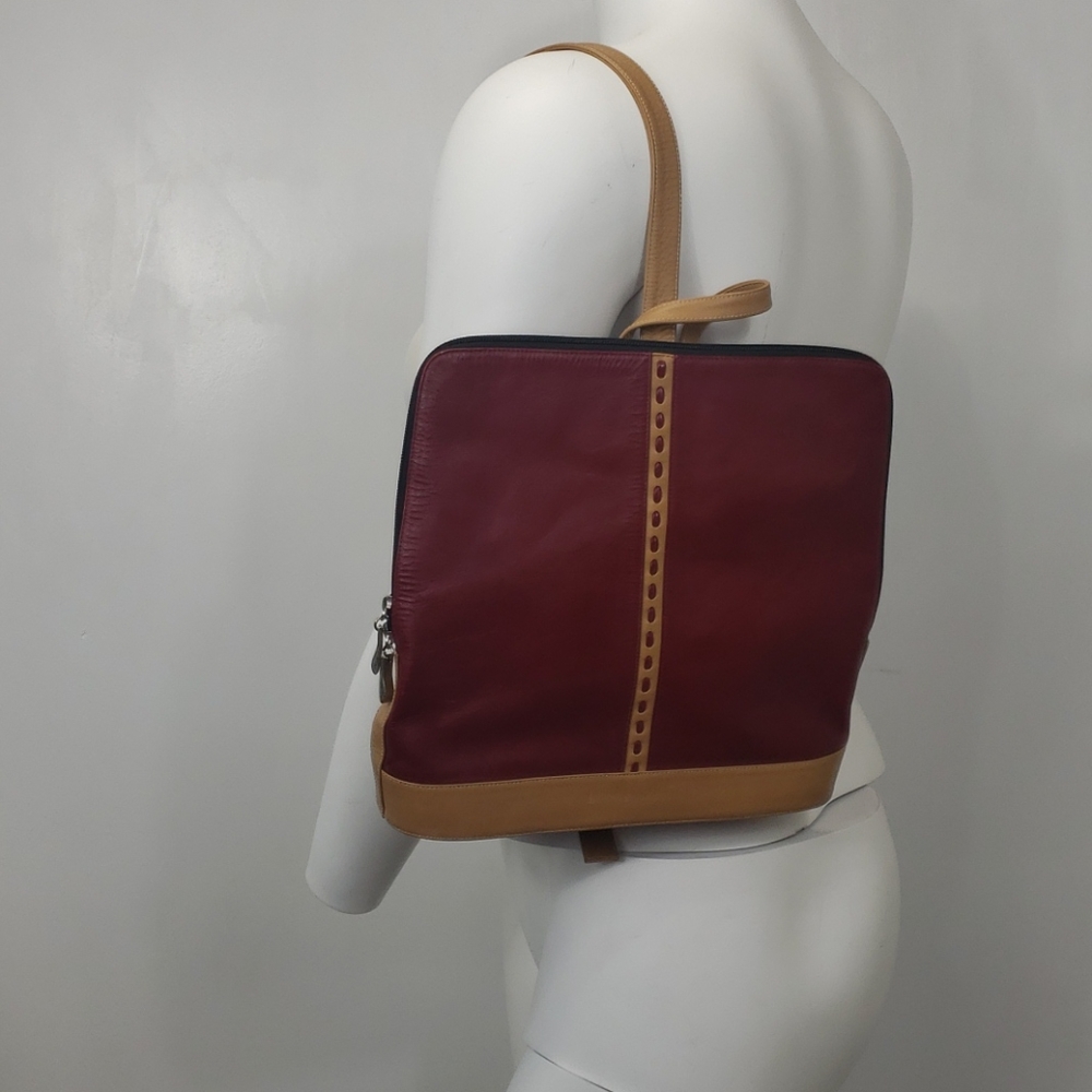 Diana Piscciotti shoulder bag purse burgundy tan